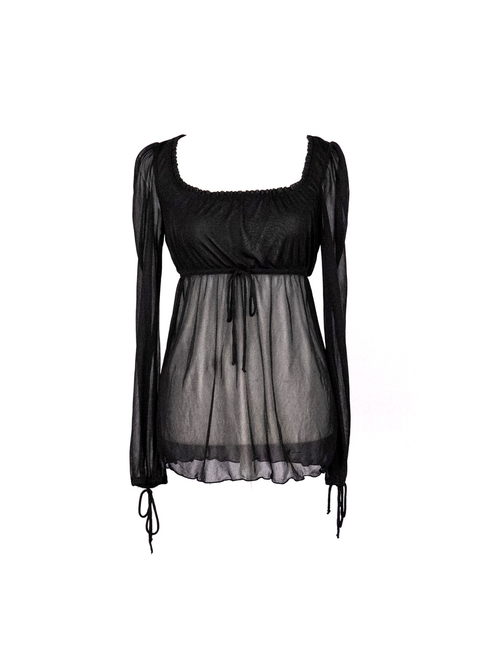 Express Sheer Babydoll Top Black Juniors Size MEDIUM Y2K Witchy Fairy Whimsigoth